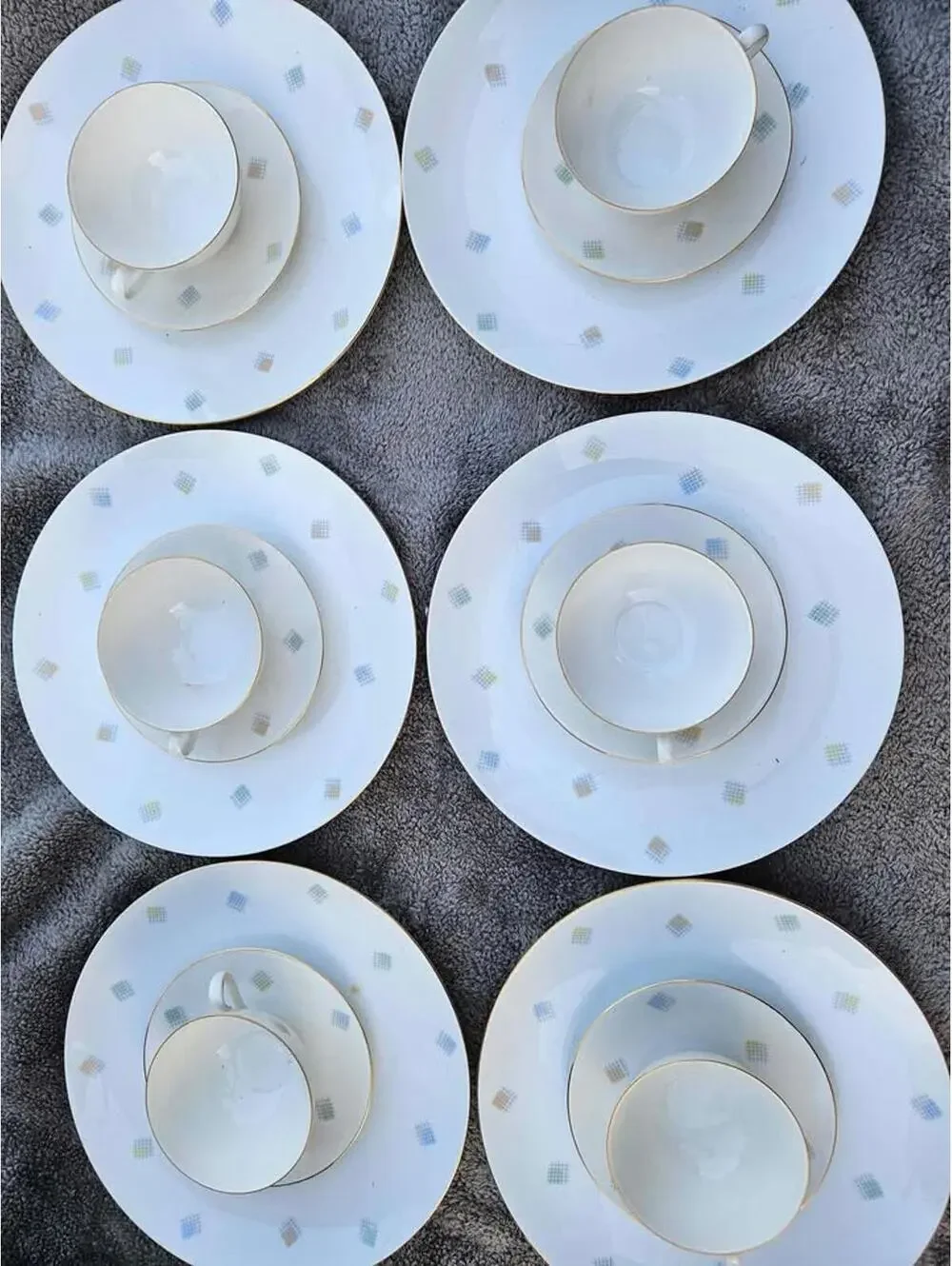 Vintage Seltmann Weiden Liane 3pc Place Setting | Pastel Geometric Bavaria China